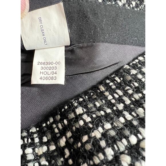 Gap Tweed Y2K Wool Blend Velvet Trim Skirt Womens Size 6 Lined Side Zip Black - Picture 8 of 8